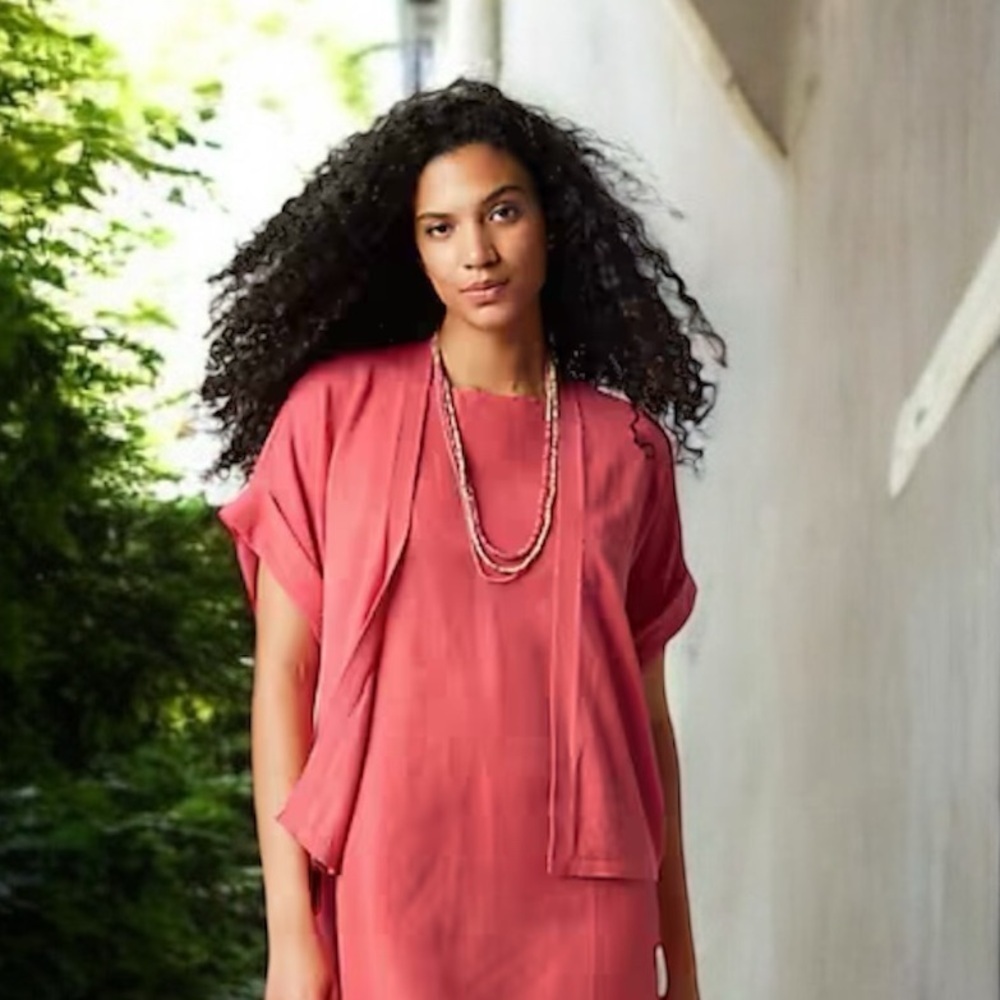 J.Jill Watermelon Pink Linen Blend Open Front Cardigan Size Large Lightweight